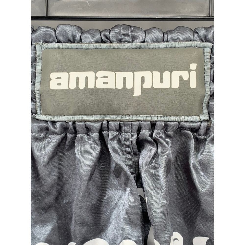 PK BOXING AMANPURI Men's Gray Smocked Pull-On Sport Maui Thai Boxing Shorts SZ L - Picture 4 of 9